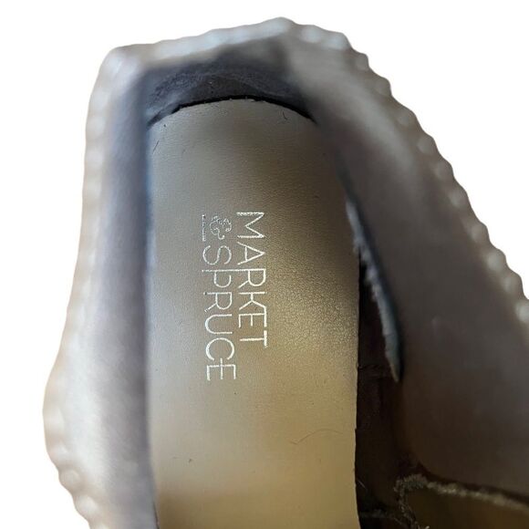 Market & Spruce new never worn brown suede booties, rubber soles,stacked heels 8 - Picture 7 of 9